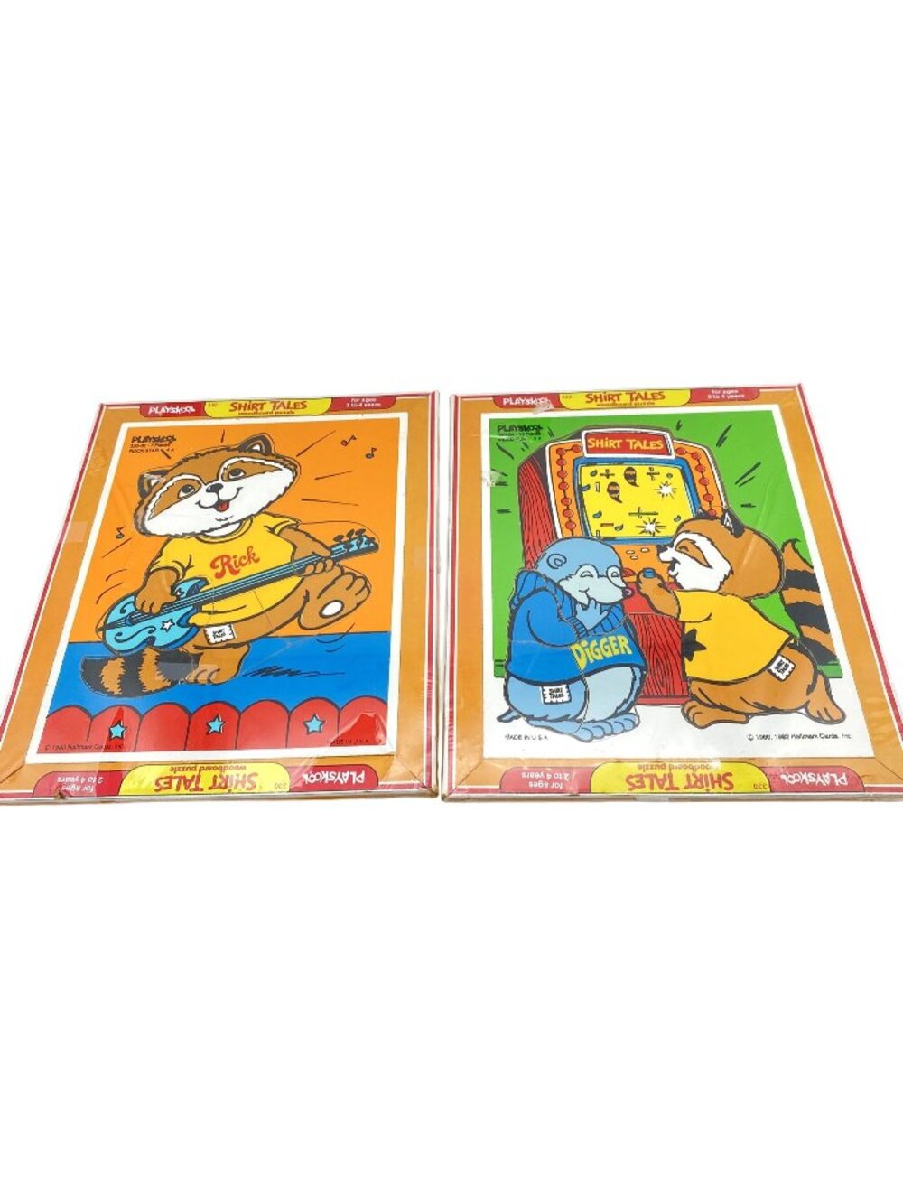 NEW Playskool Shirt Tales Woodboard Puzzles Set Of 2 Rick Digger 1982 Vintage